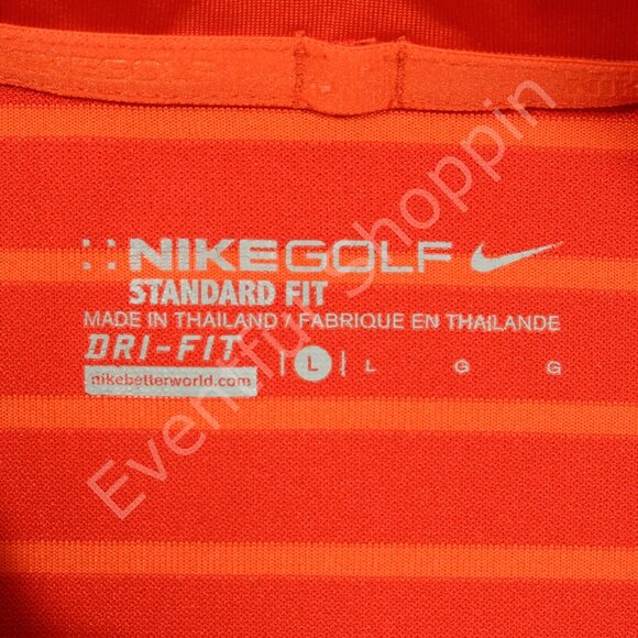 Nike Golf Standard Fit Dri-Fit Icon Stripe Polo Shirt in Red / Orange Size Large - Picture 4 of 6